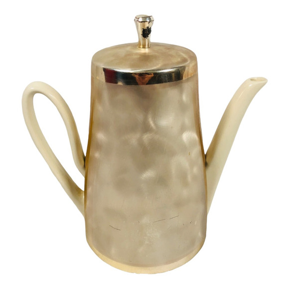 Vintage WMF Ikora MCM Brushed Metal Coated Ceramic Coffee Pot Creamer Silver - Picture 7 of 12